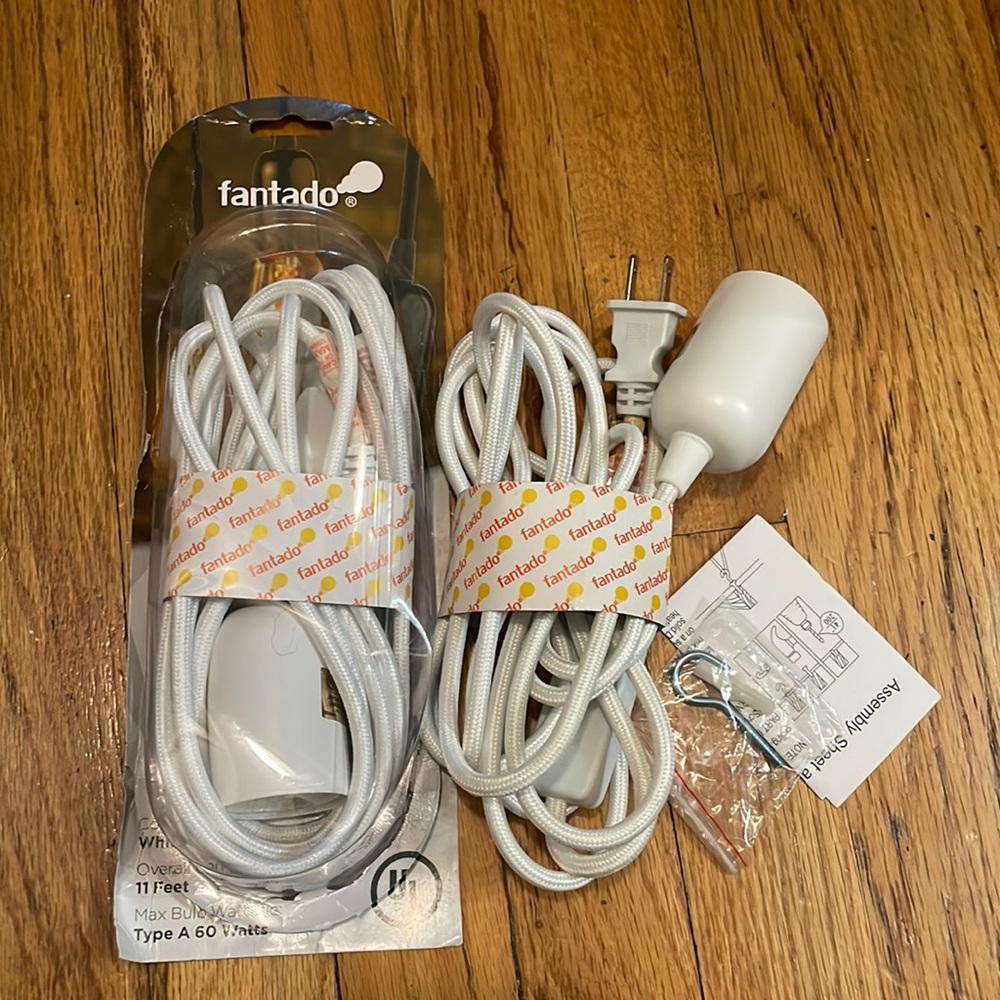 Pendant Light Lamp W/ Braided Cloth Cord